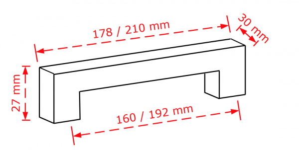 Λαβή επίπλων viobras 210mm ( απόσταση κέντρων 192mm ) inox matt 2267