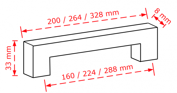 Λαβή επίπλου 160 mm ή 224mm ή 188mm viobrass 2851 inox