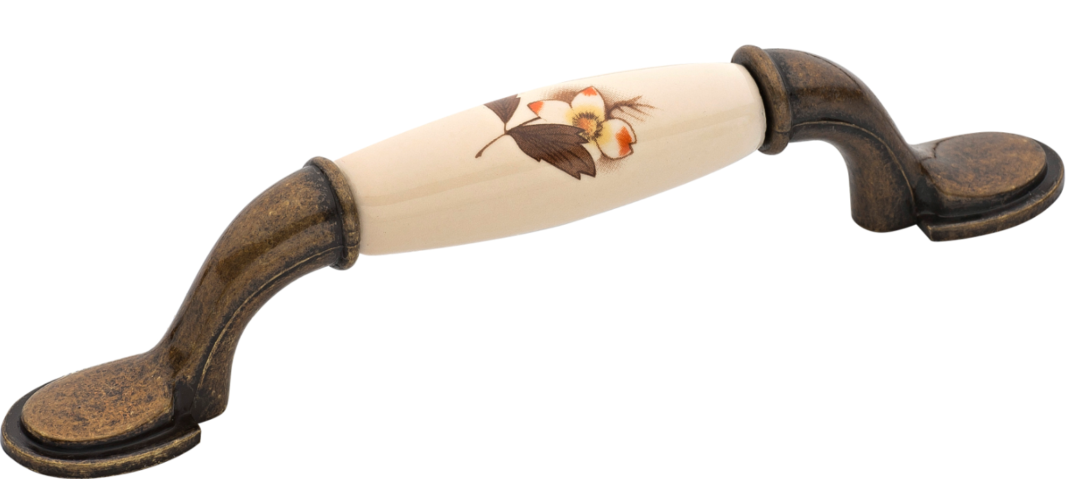 Λαβή επίπλων vintage Αντικέ καφέ λουλούδι 521