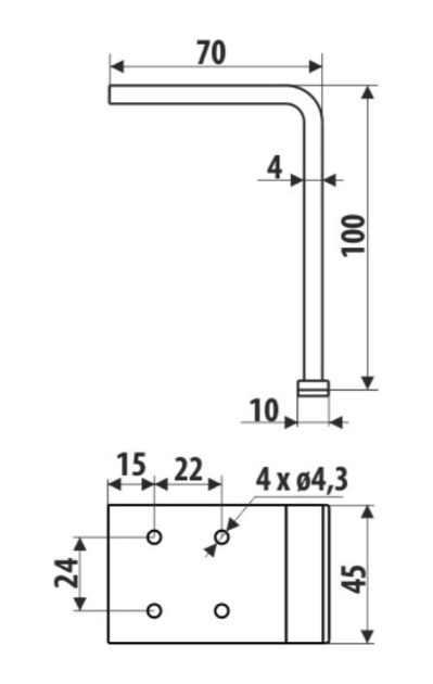 Roline 205 Πόδι Επίπλου από Χάλυβα 70x100mm
