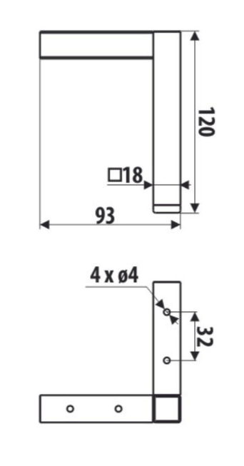 Roline 208 Πόδι Επίπλου από Χάλυβα Χρυσό Ματ 93x120
